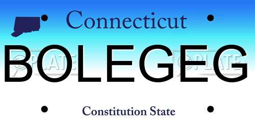 BOLEGEG Connecticut License Plate