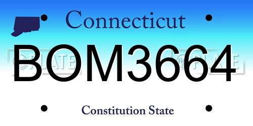 BOM3664 Connecticut License Plate