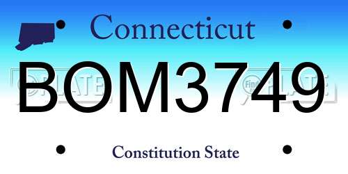BOM3749 Connecticut License Plate