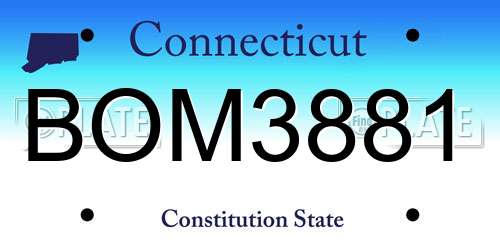 BOM3881 Connecticut License Plate