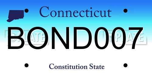 BOND007 Connecticut License Plate