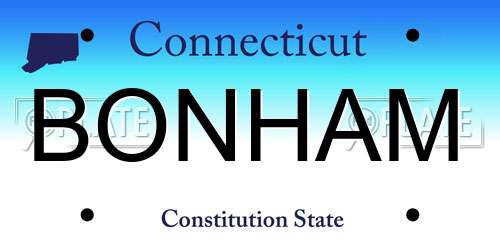 BONHAM Connecticut License Plate