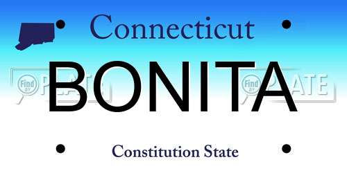 BONITA Connecticut License Plate