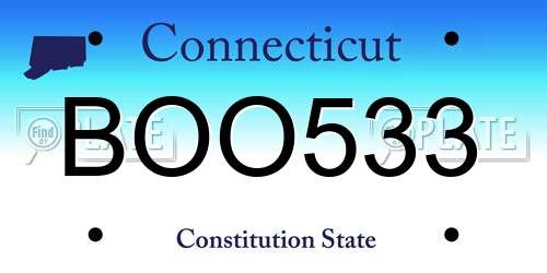 BOO533 Connecticut License Plate