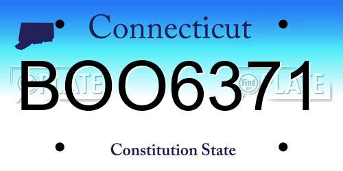BOO6371 Connecticut License Plate