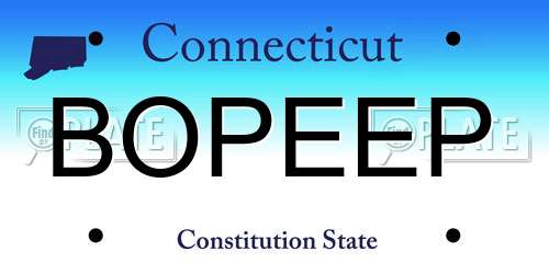 BOPEEP Connecticut License Plate