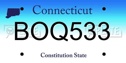 BOQ533 Connecticut License Plate