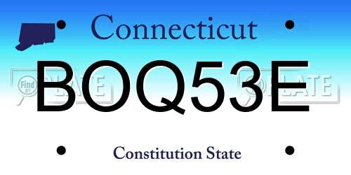 BOQ53E Connecticut License Plate