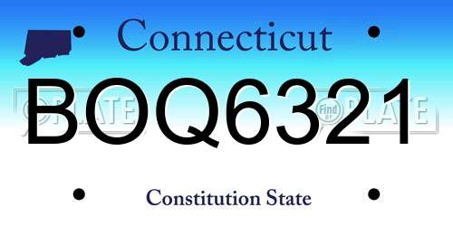 BOQ6321 Connecticut License Plate