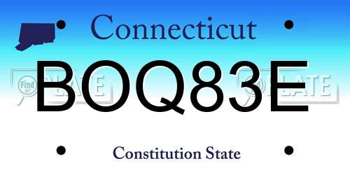 BOQ83E Connecticut License Plate