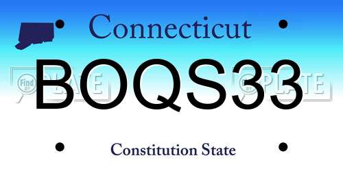 BOQS33 Connecticut License Plate