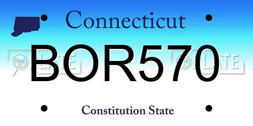 BOR570 Connecticut License Plate