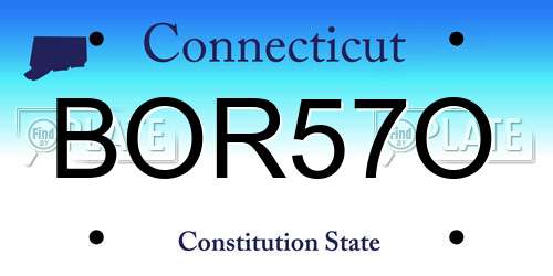 BOR57O Connecticut License Plate