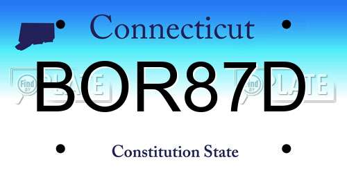 BOR87D Connecticut License Plate