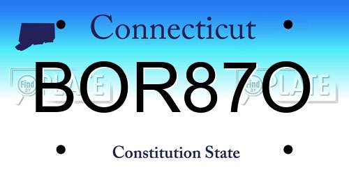 BOR87O Connecticut License Plate