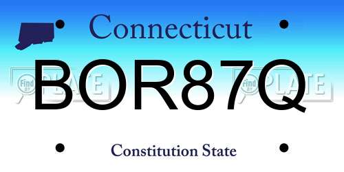 BOR87Q Connecticut License Plate
