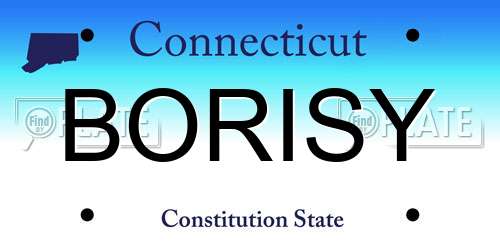 BORISY Connecticut License Plate