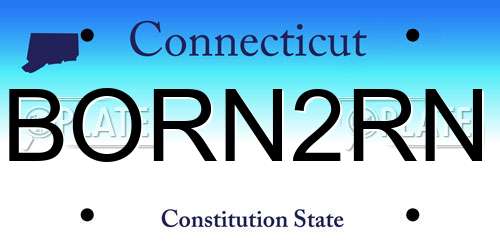BORN2RN Connecticut License Plate