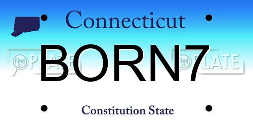 BORN7 Connecticut License Plate