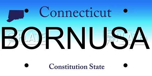 BORNUSA Connecticut License Plate