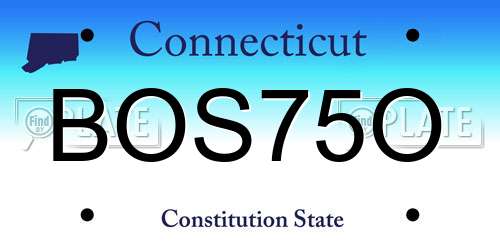 BOS75O Connecticut License Plate