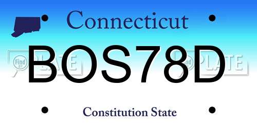 BOS78D Connecticut License Plate