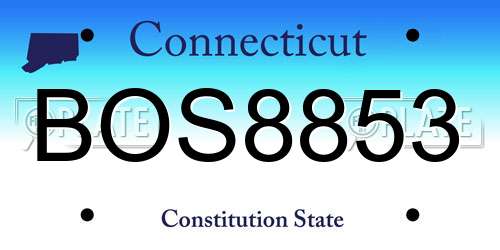 BOS8853 Connecticut License Plate