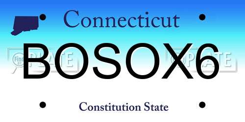 BOSOX6 Connecticut License Plate