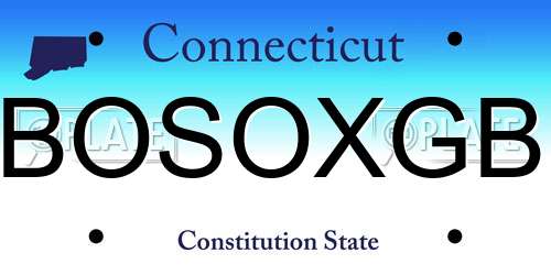 BOSOXGB Connecticut License Plate