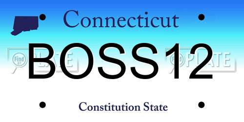 BOSS12 Connecticut License Plate