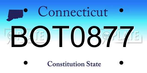BOT0877 Connecticut License Plate