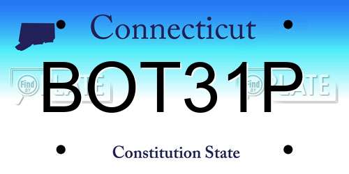 BOT31P Connecticut License Plate