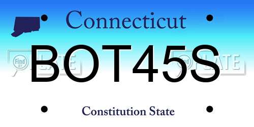 BOT45S Connecticut License Plate