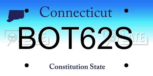 BOT62S Connecticut License Plate