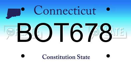 BOT678 Connecticut License Plate