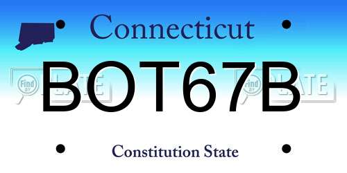 BOT67B Connecticut License Plate
