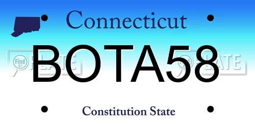 BOTA58 Connecticut License Plate
