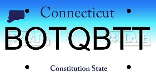 BOTQBTT Connecticut License Plate