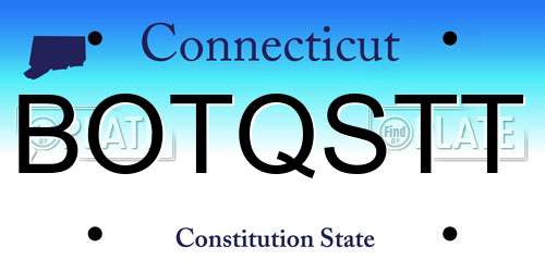 BOTQSTT Connecticut License Plate