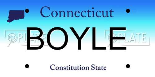 BOYLE Connecticut License Plate
