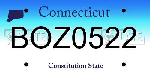 BOZ0522 Connecticut License Plate