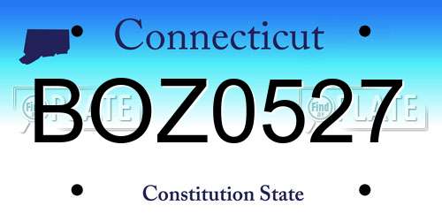 BOZ0527 Connecticut License Plate