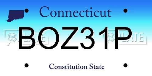 BOZ31P Connecticut License Plate