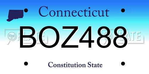 BOZ488 Connecticut License Plate
