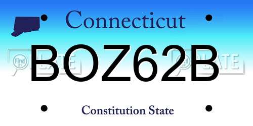 BOZ62B Connecticut License Plate