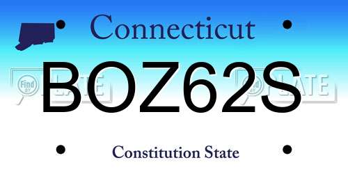 BOZ62S Connecticut License Plate