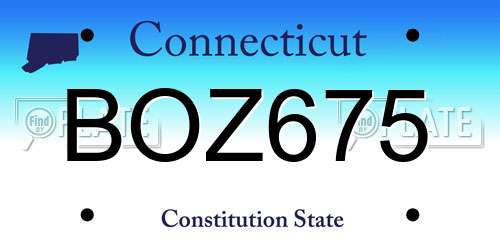 BOZ675 Connecticut License Plate