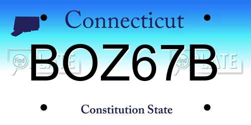 BOZ67B Connecticut License Plate