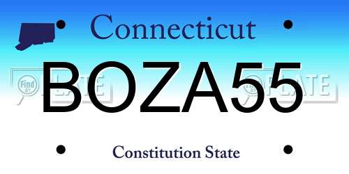 BOZA55 Connecticut License Plate