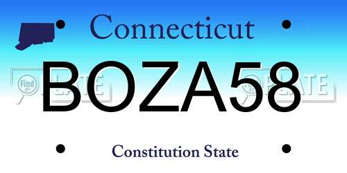 BOZA58 Connecticut License Plate